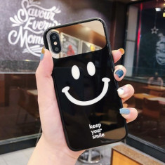 Husa Happy Mirror Glass pentru iPhone X/Xs , Black foto