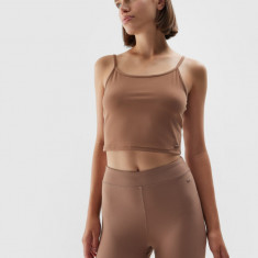 Crop-top slim unicolor pentru femei - maro