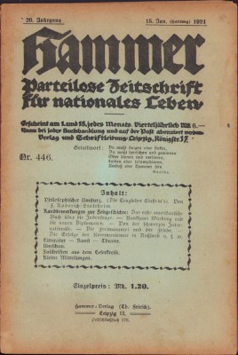 HST Z277 Revista protonazistă Hammer 446/1921 foto