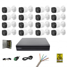 Sistem supraveghere pentru exterior 16 camere Dahua 2MP, IR 20m, DVR 16 canale Rovision, accesorii