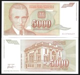 IUGOSLAVIA 5.000 / 5000 DINARI / DINARA 1993 , UNC [1] P - 128 a , necirculata