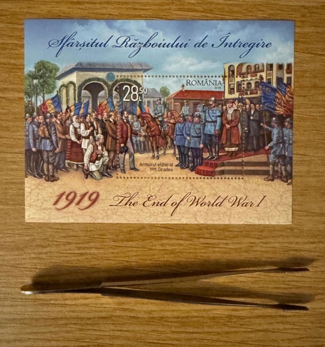 1919 Sfarsitul Razboiului de Intregire, colita dantelata 2019, LP 2246