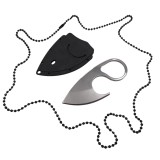 Cutit tactic de vanatoare DEPOX&reg;, Broken Trust, 8 cm, teaca cu lant inclusa, argintiu