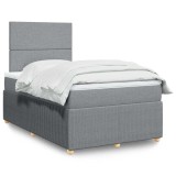 VidaXL Pat box spring cu saltea, gri deschis, 120x190 cm, textil 3291988