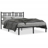 Cadru de pat metalic cu tablie, negru, 140x190 cm GartenMobel Dekor, vidaXL