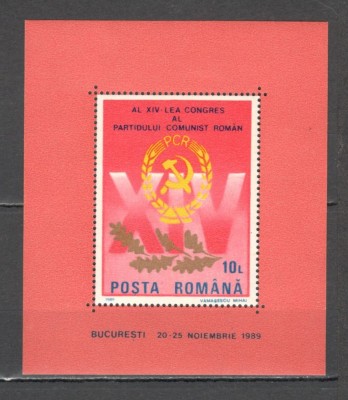 Romania.1989 Congresul XIV pcr-Bl. XR.1015 foto