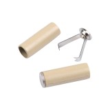 Set 2 capete metalice cu sigurante pentru snur Crisalida, 5 mm, Crem