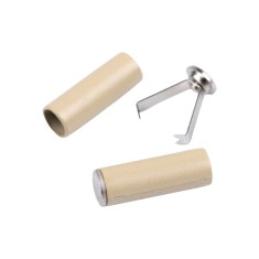 Set 2 capete metalice cu sigurante pentru snur Crisalida, 5 mm, Crem
