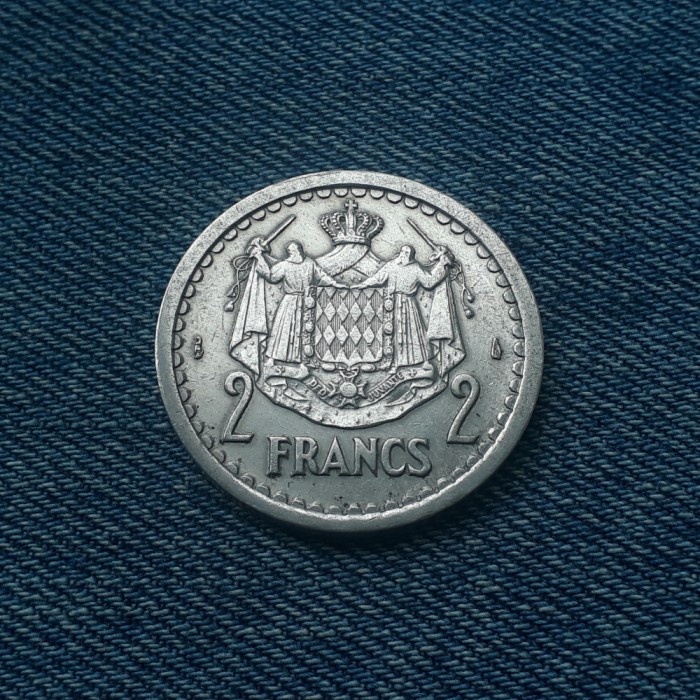 1G - 2 Francs 1943 Monaco / an unic de batere