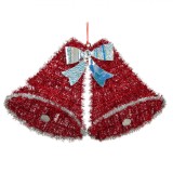 Clopote Decorative Jumbo, Tinsel, Culoare Roșu Argintiu, Lungime 53cm, Lățime 33cm, Oem