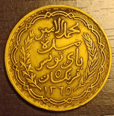 Moneda Tunisia - 5 Francs 1946 foto