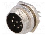 Conector microfon soclu tată 7 pini NINIGI pentru montare pe panou 16mm