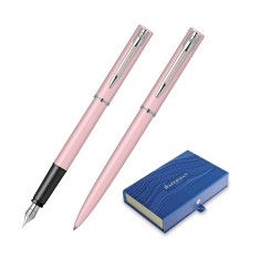 Set pix+stilou Waterman Allure roz pastel mat cu accesorii cromate foto