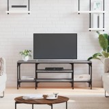 Comodă TV, sonoma gri, 121x35x45 cm, lemn prelucrat &amp; fier