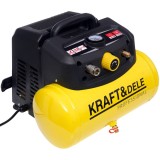 Mini compresor portabil pentru aer fara ulei, capacitate rezervor 6 litri, 1.2 Kw, 8 bari, debit 180 l/min, Kraft