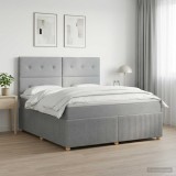 Cumpara ieftin Pat cu arcuri LED si saltea Gri deschis 140 x 200 cm Tesatura