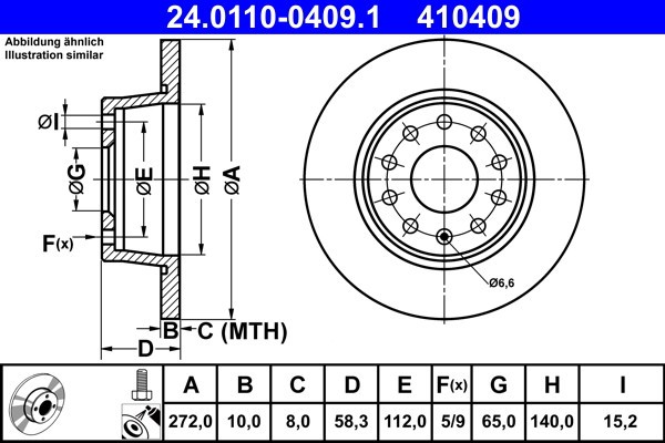 ATE 24.0110-0409.1 Disc frana