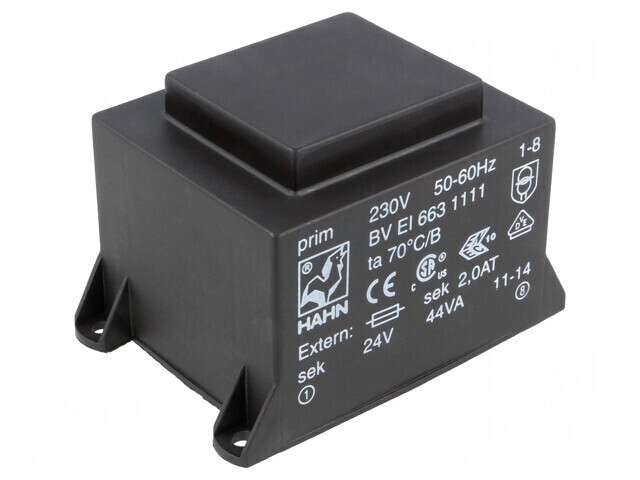 Transformator &icirc;ncapsulat 44VA 230V 24V 1833mA PCB