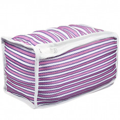 Sac pentru spalat incaltamintea, 3 straturi de protectie, realizat din poliester, dimensiuni 33 x 19 x 19 cm, Dungi Violet