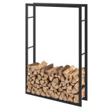 Suport lemne de foc Taby 100 x 25 x 150 cm otel negru [en.casa] HausGarden Leisure