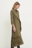 Answear Lab rochie din bumbac culoarea verde, midi, evazată