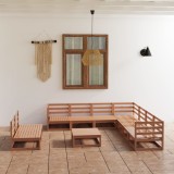 VidaXL Set mobilier de grădină, 10 piese, maro miere, lemn masiv pin 3075862