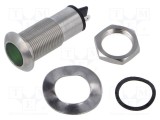 Lampă de control LED plată verde 110VAC &Oslash;12,7mm IP67 MARL
