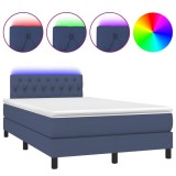 Cumpara ieftin Pat cu arcuri, saltea si LED, albastru, 120x190 cm, textil