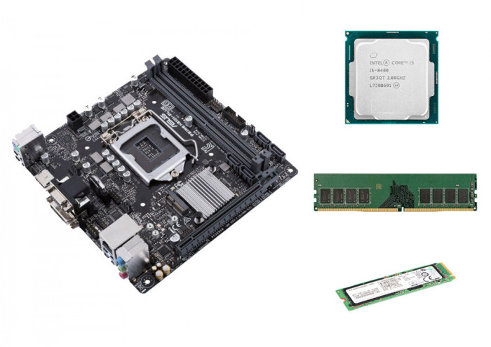 Kit Placa de Baza Second Hand Asus PRIME H310I-PLUS R2.0 + Procesor Intel Core i5-8400 2.80GHz, 8GB DDR4, SSD 256GB NVME, Shield, Cooler NewTechnology