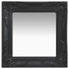Oglindă Perete Baroc Negru 40x40 cm vidaXL - Oglinda Decorativă Patrată Stil Antichizat cu Ramă Lemn