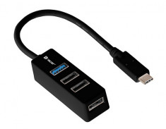 Hub USB Tracer TRAPOD45692 USB Type C H21 4 porturi negru foto