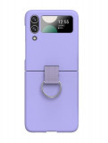 Husa pentru Samsung Galaxy Z Flip 4 din policarbonat cu inel de prindere si protectie pentru camere, Mov
