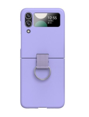 Husa pentru Samsung Galaxy Z Flip 4 din policarbonat cu inel de prindere si protectie pentru camere, Mov foto