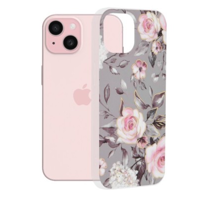 Husa pentru iPhone 15 - Techsuit Marble Series - Bloom of Ruth Gray foto