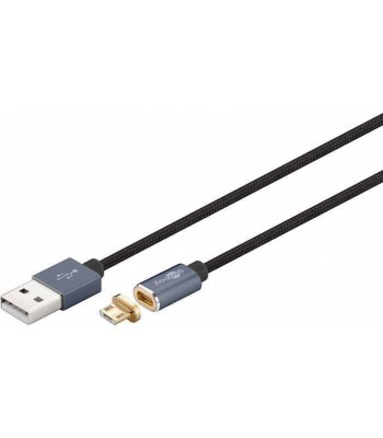 Cablu USB 2.0 cu mufa magnetica micro USB 1.2m negru Goobay foto