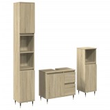 Cumpara ieftin Set mobilier de baie, 3 piese, stejar sonoma, lemn prelucrat