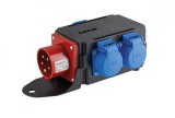 Adaptor trifazic industrial MIXO IP44 intrare 5 poli 16A iesire 3 schuko 230V