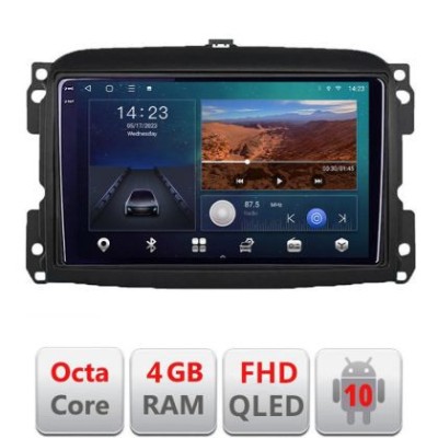 Navigatie Fiat 500 2015-2021 B-500new Android Ecran QLED octa core 4+64 carplay android auto KIT-500new+EDT-E310V3 CarStore Technology foto