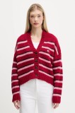 Tommy Jeans cardigan din amestec de l&acirc;nă culoarea roz, DW0DW21678
