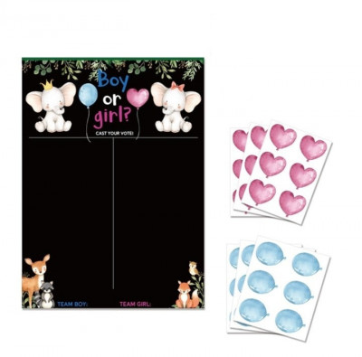 Set pentru petrecere gender reveal, EVNC Game Poster Board, poster si 36 de stickere foto