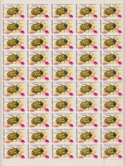 ROMANIA 1999 LP 1480 INSECTE SUPRATIPAR VALOARE 100L/70L COALA 50 TIMBRE MNH