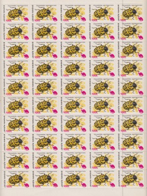 ROMANIA 1999 LP 1480 INSECTE SUPRATIPAR VALOARE 100L/70L COALA 50 TIMBRE MNH foto