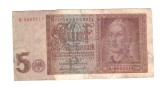 Bancnota Germania 5 mark/marci 1 august 1942, seria cu 7 cifre, circulata, stare buna