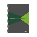 Caiet de birou Office, PP, certificare FSC, reciclabil, A5, 90 coli, cu spira, matematica, Leitz verde