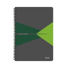 Caiet de birou Office, PP, certificare FSC, reciclabil, A5, 90 coli, cu spira, matematica, Leitz verde
