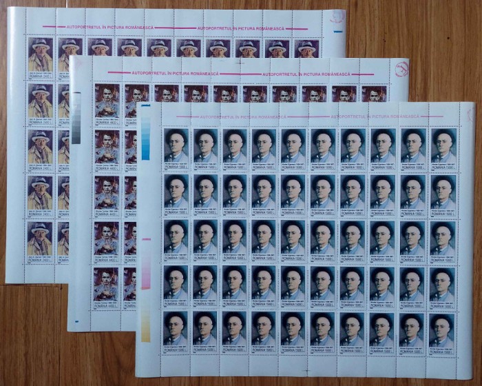 RO 2000 LP 1536 &quot;Autoportretul in pictura rom&quot; , coli complete de 50 , MNH