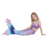 Set 4 piese Costum de baie Sirena THK, include top, slip, coada sirena si Inotatoarea pentru fixarea cozii, Albastru Stelar, 110 cm