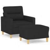 Cumpara ieftin Fotoliu canapea cu taburet, negru, 60 cm, material textil