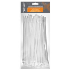 Set 100 Buc Coliere Fasete Plastic Albe Tecmaxx 7,6X250MM 14-220