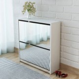 VidaXL Pantofar cu oglindă și 2 niveluri, alb, 63 x 17 x 67 cm